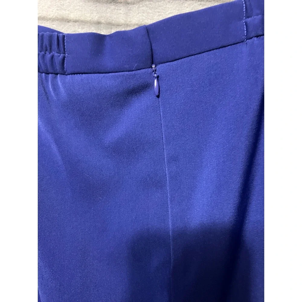 G.M.I. Woman 36W Royal Blue 3 Piece Skirt Suit Satin Shell Rhinestone Church